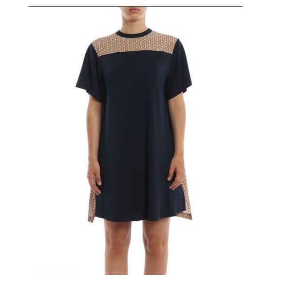 Chloé Pleated Patterned Silk Back Dress Size Large - Picture 3 of 16